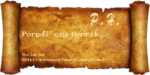 Porpáczy Henrik névjegykártya